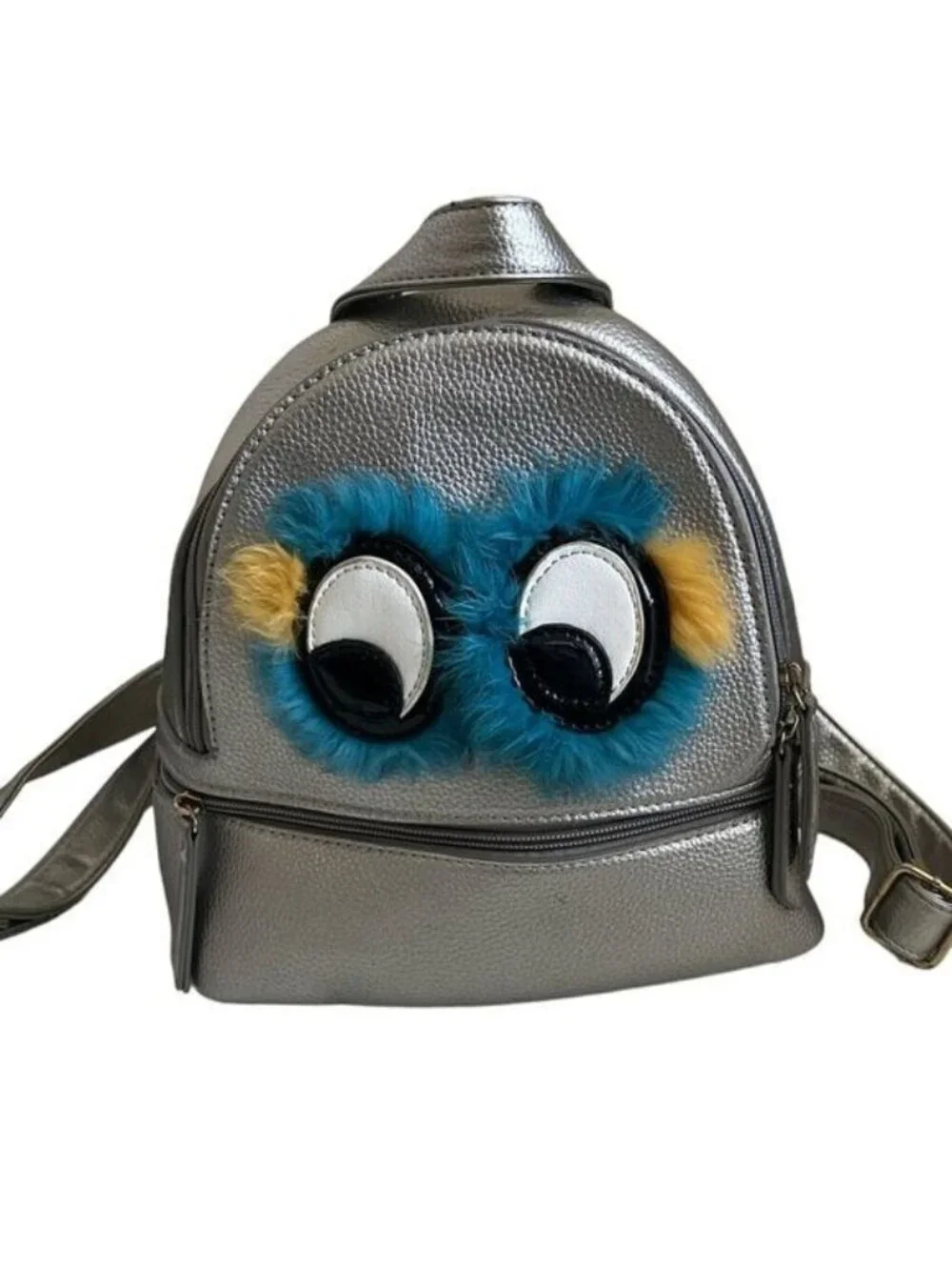 Olivia Miller Furface Silver Retro Inspired Monster Theme Mini Backpack